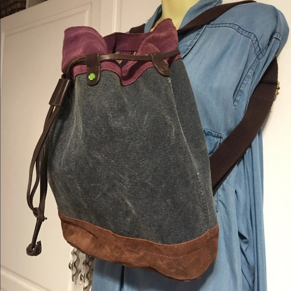 Lucky Brand Canvas/Denim Suede Backpack